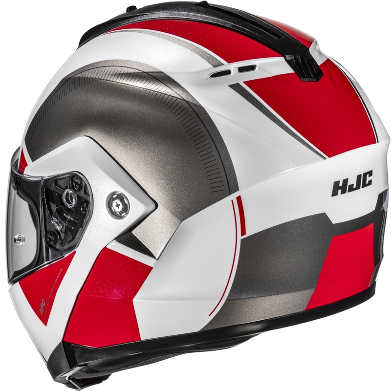 Casco de moto abatible HJC C91N Jyn MC1 negro-blanco-rojo
