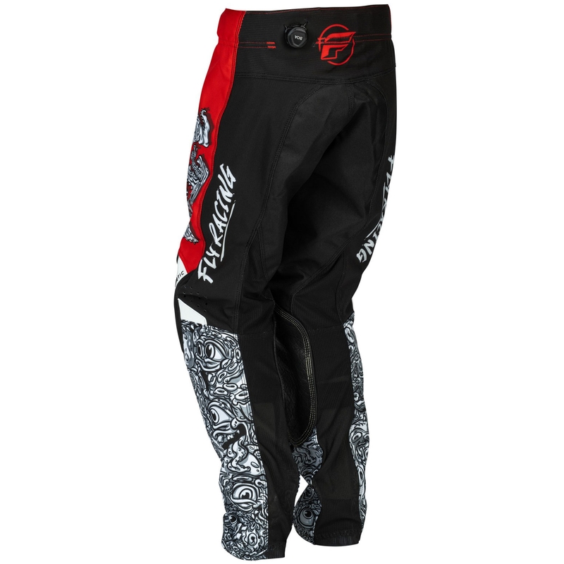 Pantalones de motocross para niños FLY Racing - USA Kinetic Mutant rojo-blanco-negro