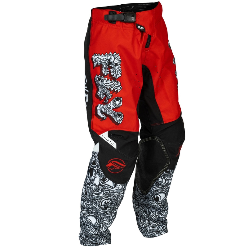Pantalones de motocross para niños FLY Racing - USA Kinetic Mutant rojo-blanco-negro