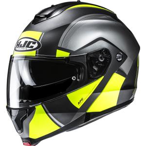 Casco de moto abatible HJC C91N Jyn MC3HSF negro-gris-amarillo fluo