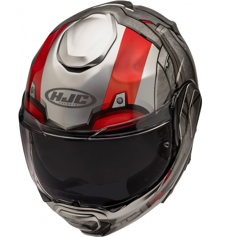Casco de moto abatible HJC F100 Ant-Man Marvel MC1 gris-rojo