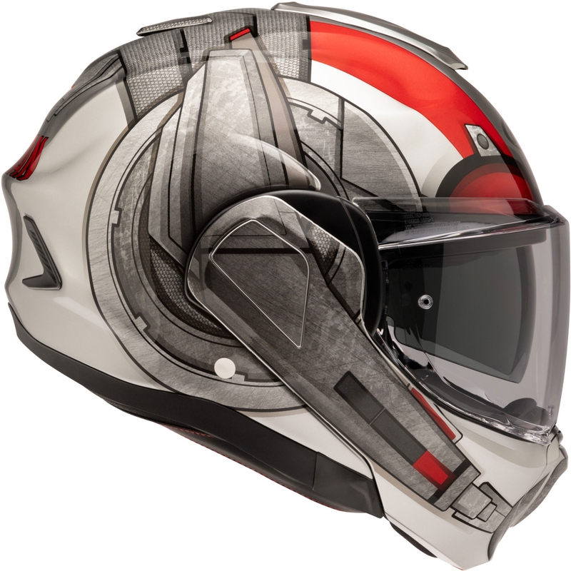 Casco de moto abatible HJC F100 Ant-Man Marvel MC1 gris-rojo