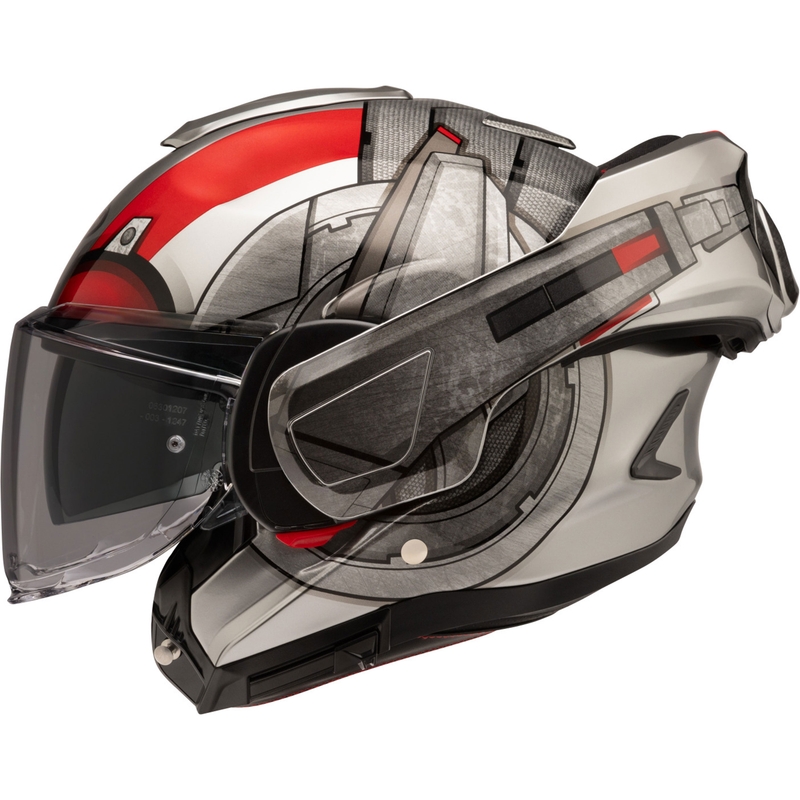 Casco de moto abatible HJC F100 Ant-Man Marvel MC1 gris-rojo