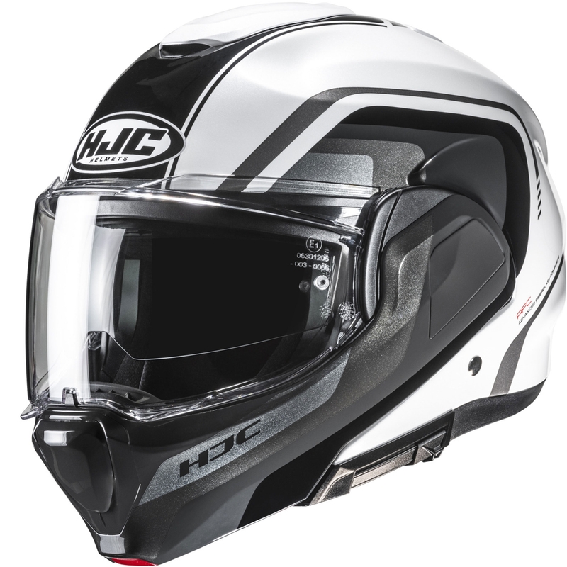 Casco de moto modular HJC F100 Reff MC1 negro-blanco
