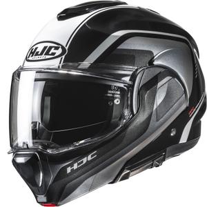 Casco de moto abatible HJC F100 Reff MC21 negro-plata-blanco