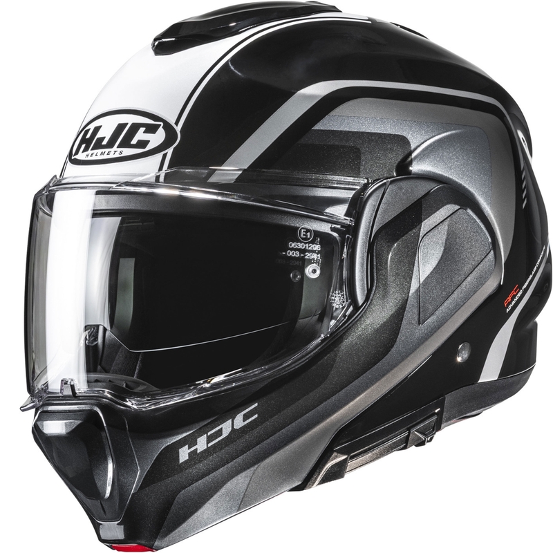 Casco de moto abatible HJC F100 Reff MC21 negro-plata-blanco