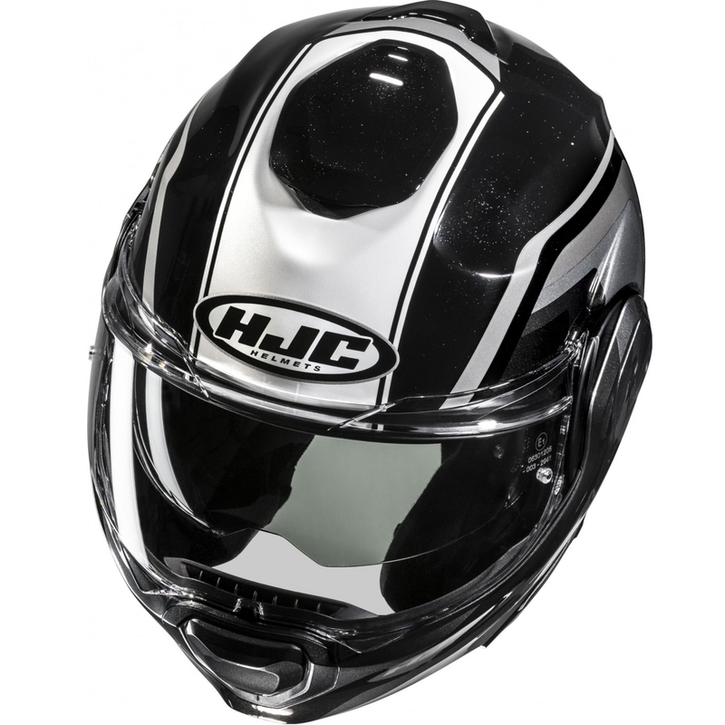 Casco de moto abatible HJC F100 Reff MC21 negro-plata-blanco