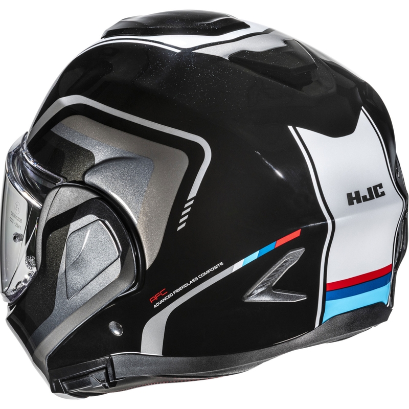 Casco de moto abatible HJC F100 Reff MC21 negro-plata-blanco
