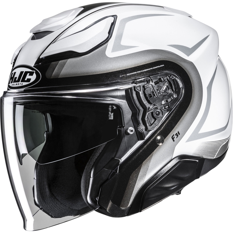 Casco de moto jet HJC F31 Bask MC10 blanco-plata