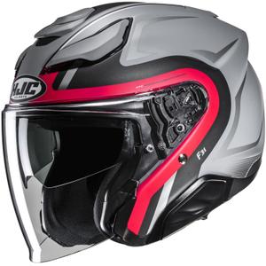 Casco de moto jet HJC F31 Bask MC1SF gris-rojo-negro