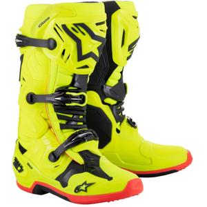 Botas de moto Alpinestars Tech 10 amarillo fluo-negro-rojo fluo