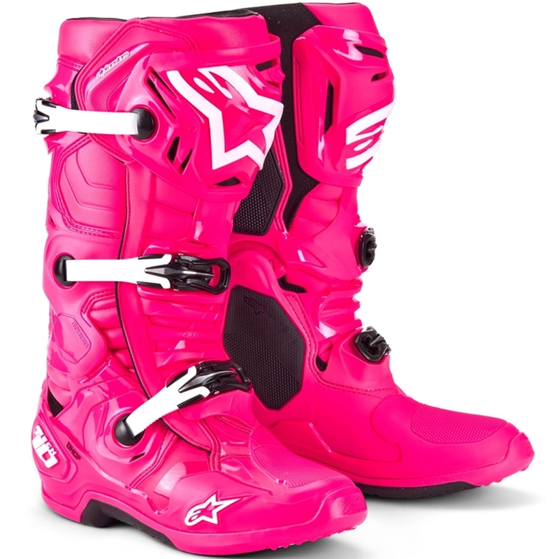 Botas de moto Alpinestars Tech 10 rosa-negro-blanco