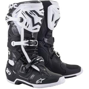 Botas de moto Alpinestars Tech 10 blancas y negras