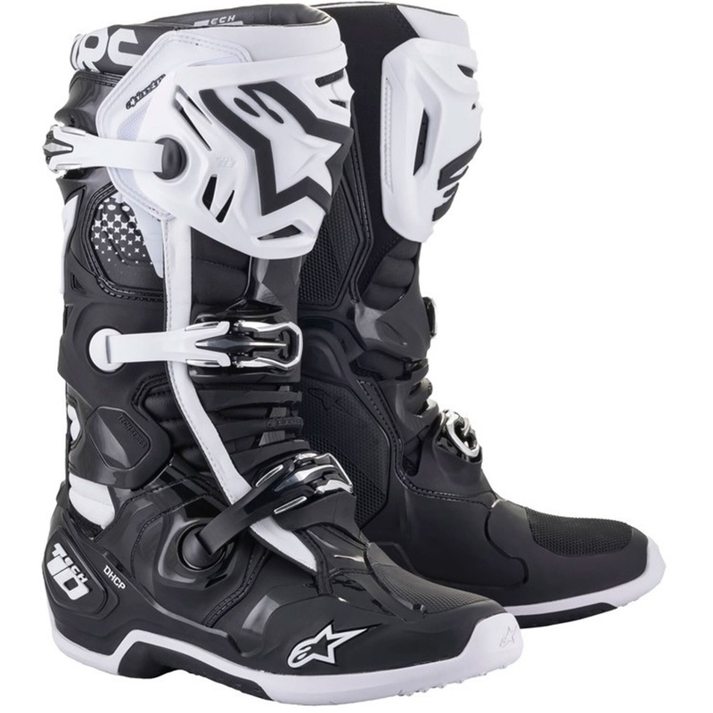 Botas de moto Alpinestars Tech 10 blancas y negras