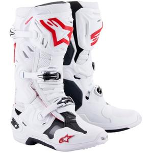 Botas de Moto Alpinestars Tech 10 Superventiladas Perforadas Blanco-Rojo-Negro