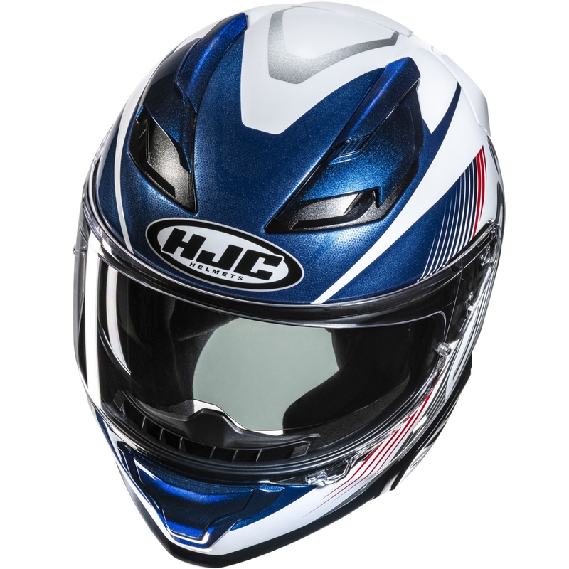 Casco integral de moto HJC F71 Catos MC21 blanco-azul-rojo