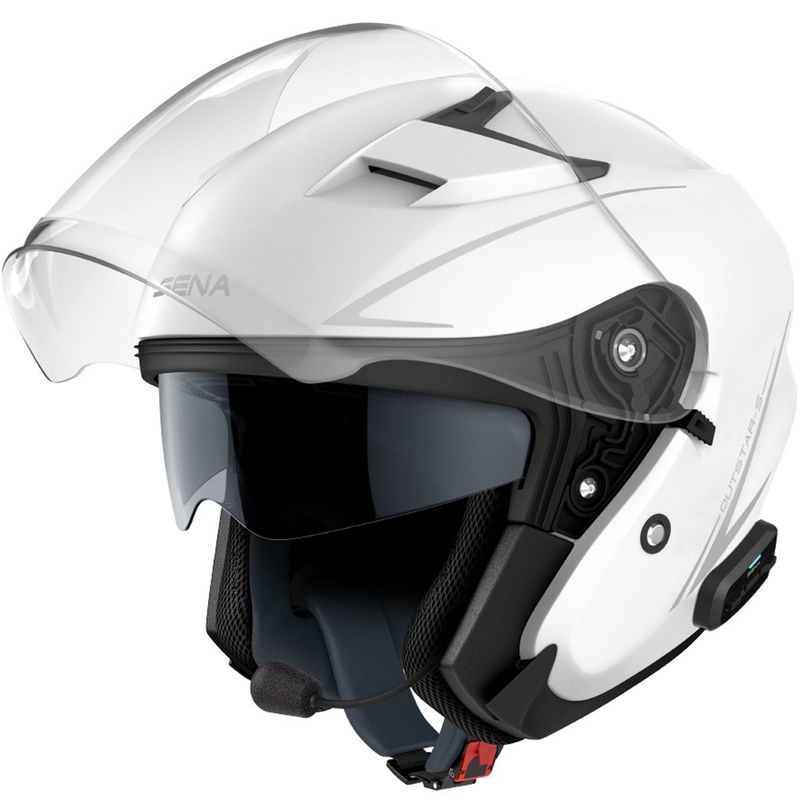 Casco de moto abierto SENA Outstar S blanco brillante