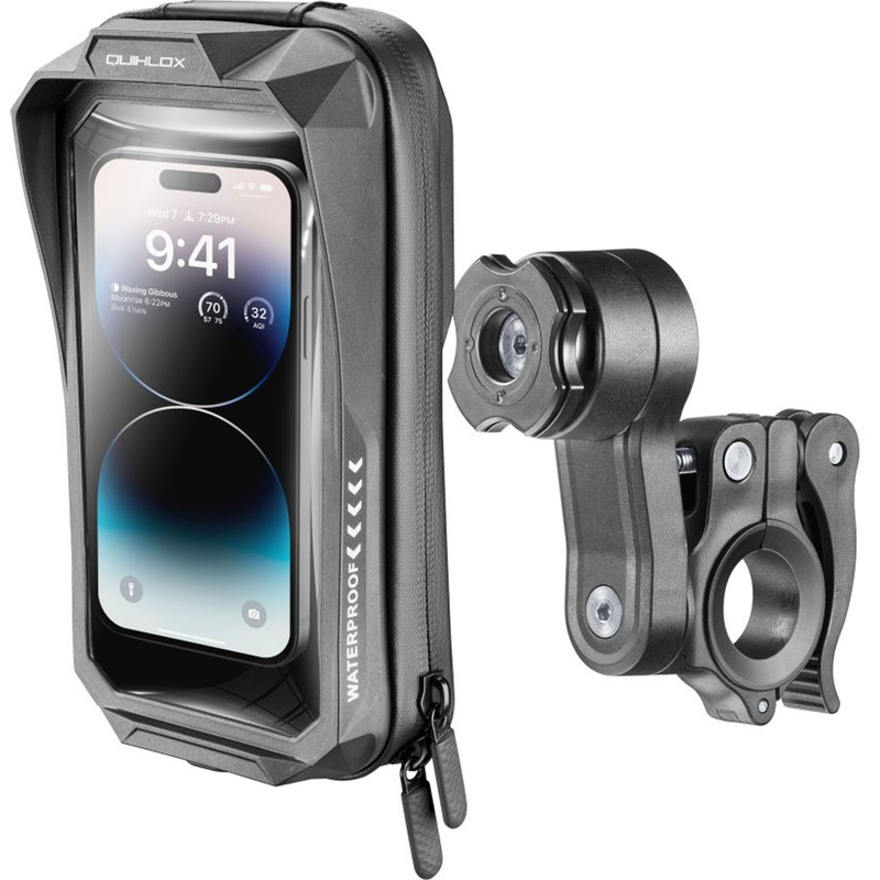 Funda impermeable universal para teléfonos móviles Interphone QUIKLOX Waterproof, máx. 7" con soporte para manillar