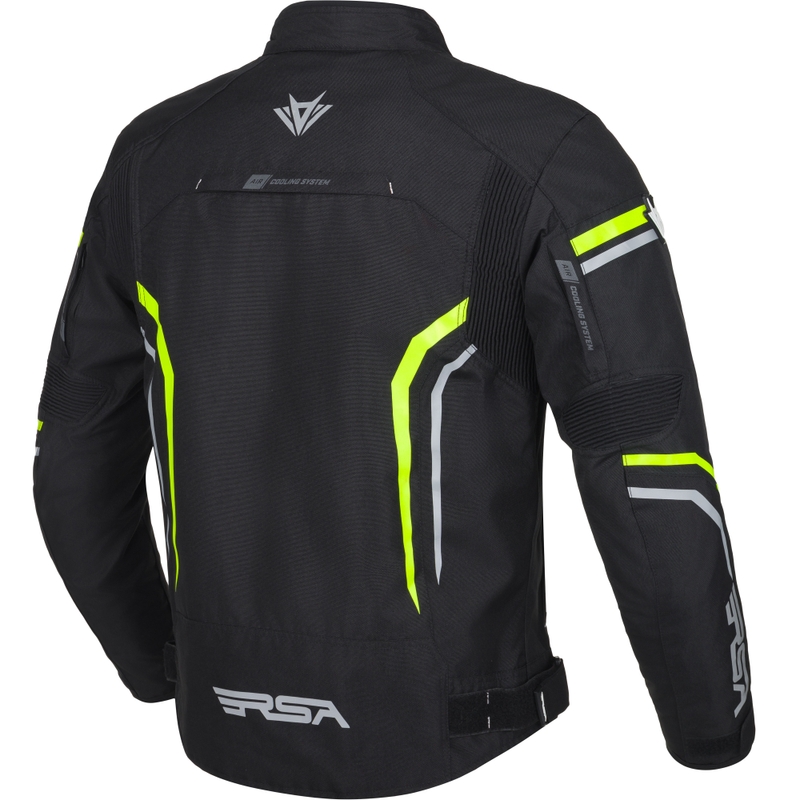 Chaqueta de moto RSA Compact 2 en negro, gris y amarillo fluorescente