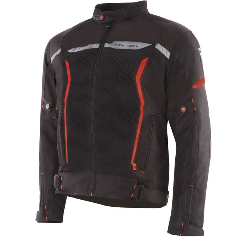 Chaqueta de moto Street Racer Flex Air negra y roja
