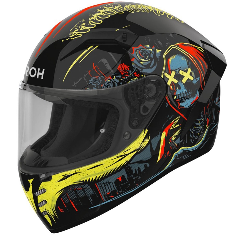 Casco integral de moto Airoh CONNOR Double Face negro brillante-amarillo