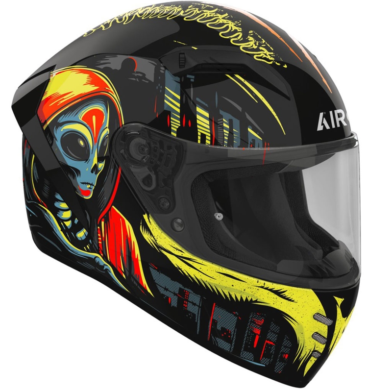 Casco integral de moto Airoh CONNOR Double Face negro brillante-amarillo