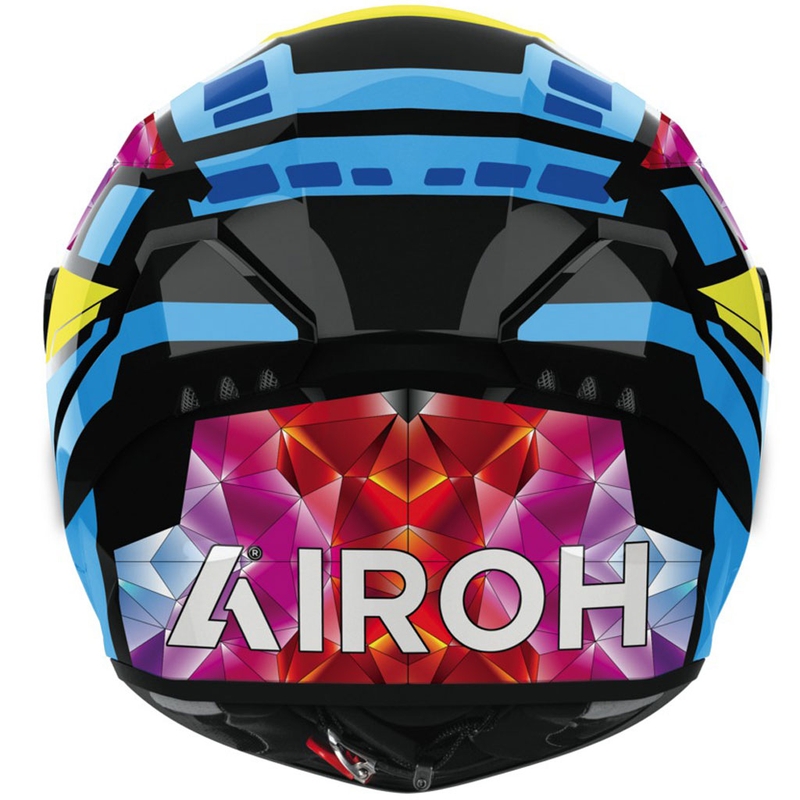Casco integral de moto Airoh CONNOR Stellar en amarillo-azul-rosa-negro brillante
