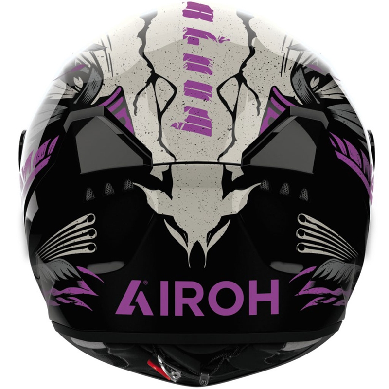 Casco integral de moto Airoh CONNOR Bloom en negro-gris-violeta brillante