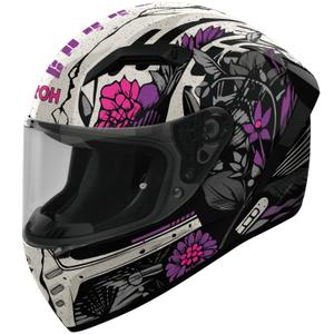 Casco integral de moto Airoh CONNOR Bloom en negro-gris-violeta brillante