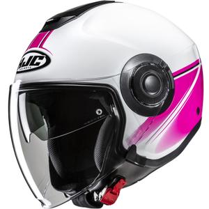 Casco de moto jet HJC i40N Vision MC8 blanco-rosa