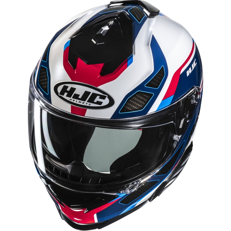 Casco integral de moto HJC i71 Zest MC21 azul-blanco-rojo