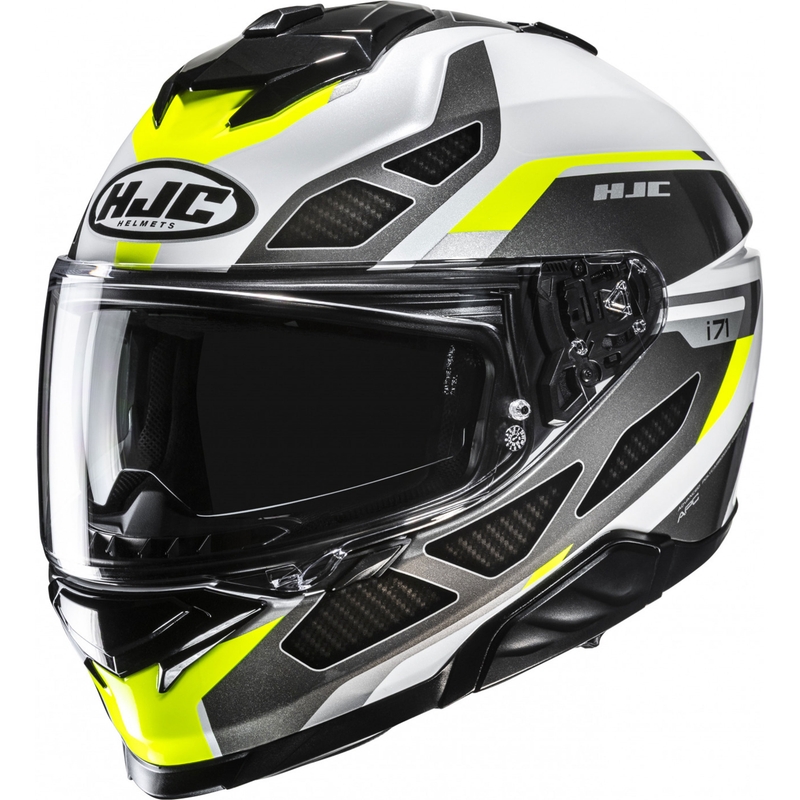 Casco integral de moto HJC i71 Zest MC3H negro-blanco-amarillo fluo