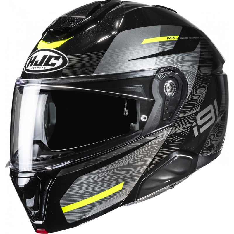 Casco de moto abatible HJC i91 Dusk MC3H negro-gris-amarillo fluo