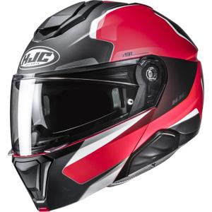 Casco de moto abatible HJC i91 Felio MC1SF negro-rojo-blanco