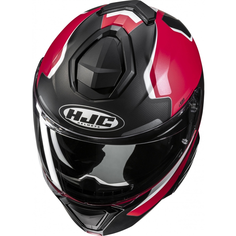 Casco de moto abatible HJC i91 Felio MC1SF negro-rojo-blanco