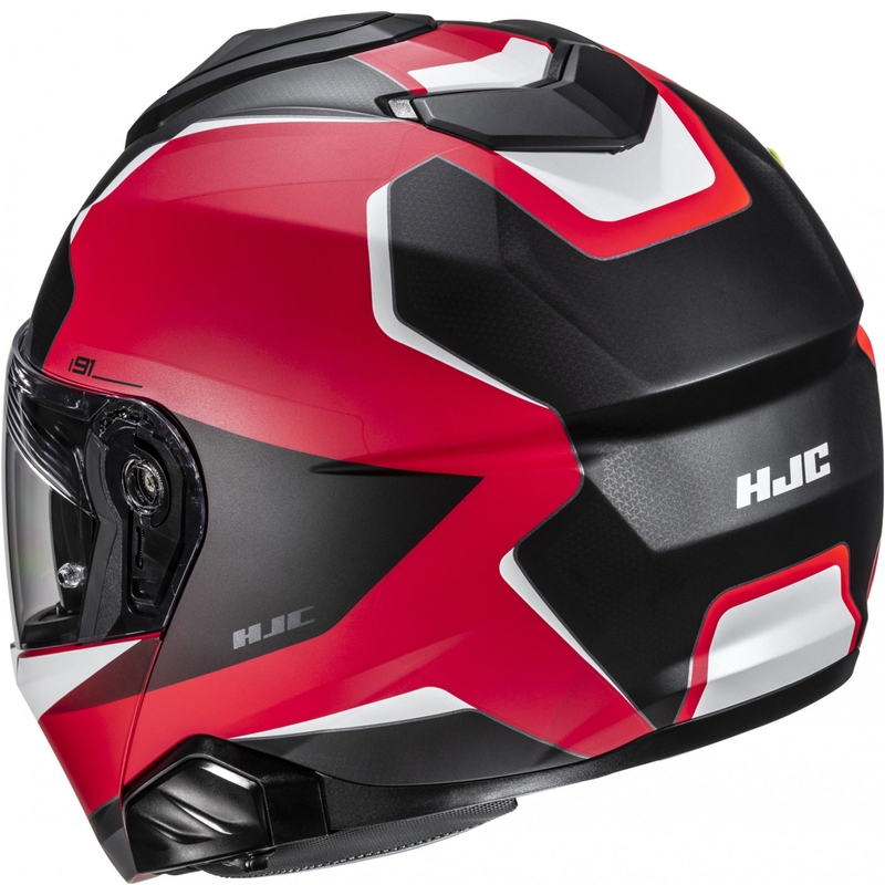 Casco de moto abatible HJC i91 Felio MC1SF negro-rojo-blanco