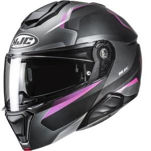 Casco de moto abatible HJC i91 Felio MC8SF negro-rosa