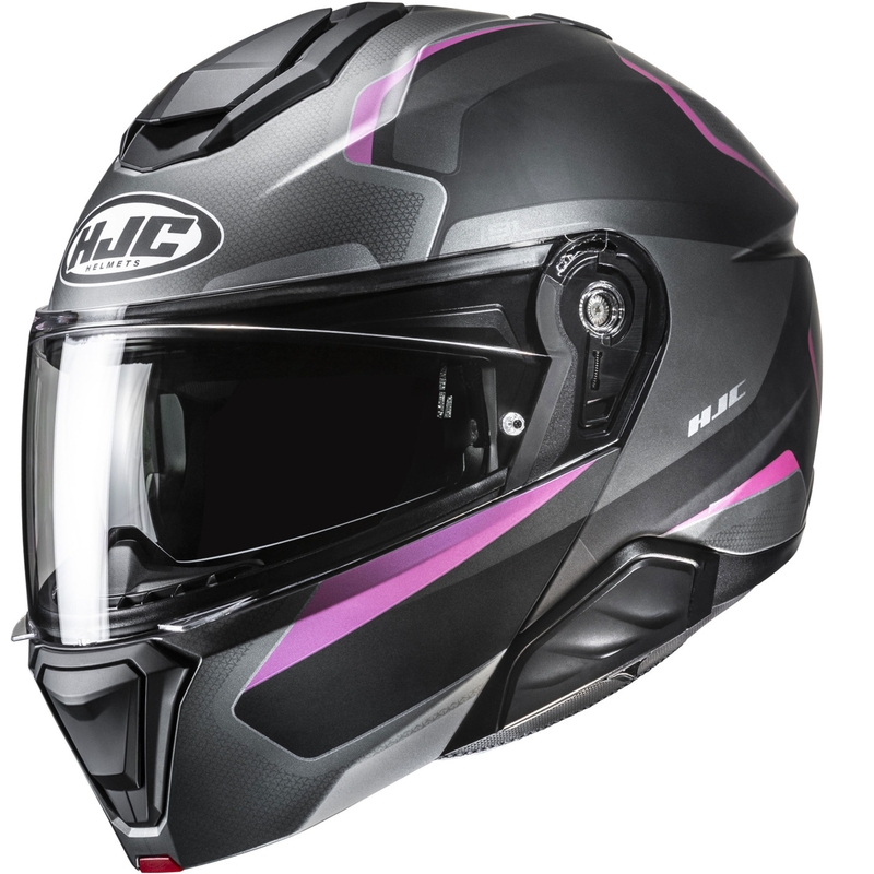 Casco de moto abatible HJC i91 Felio MC8SF negro-rosa