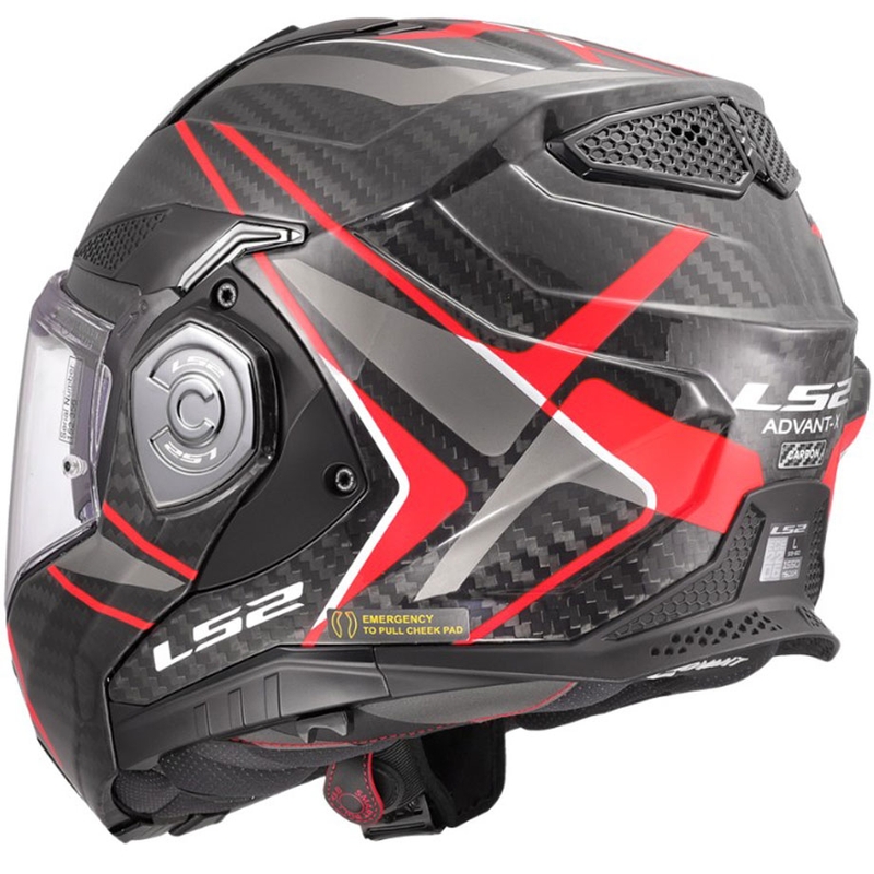 Casco de moto abatible LS2 FF901 Advant XC Future II negro-rojo