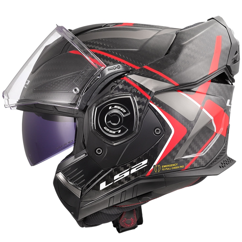 Casco de moto abatible LS2 FF901 Advant XC Future II negro-rojo