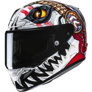 Casco integral de moto HJC RPHA 12 Skully MC1 blanco-rojo