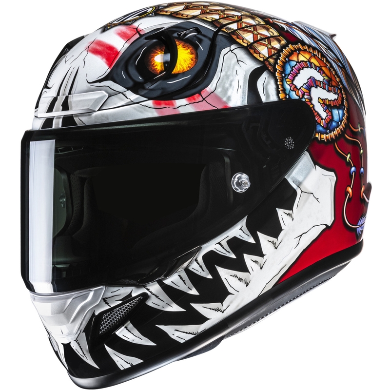 Casco integral de moto HJC RPHA 12 Skully MC1 blanco-rojo