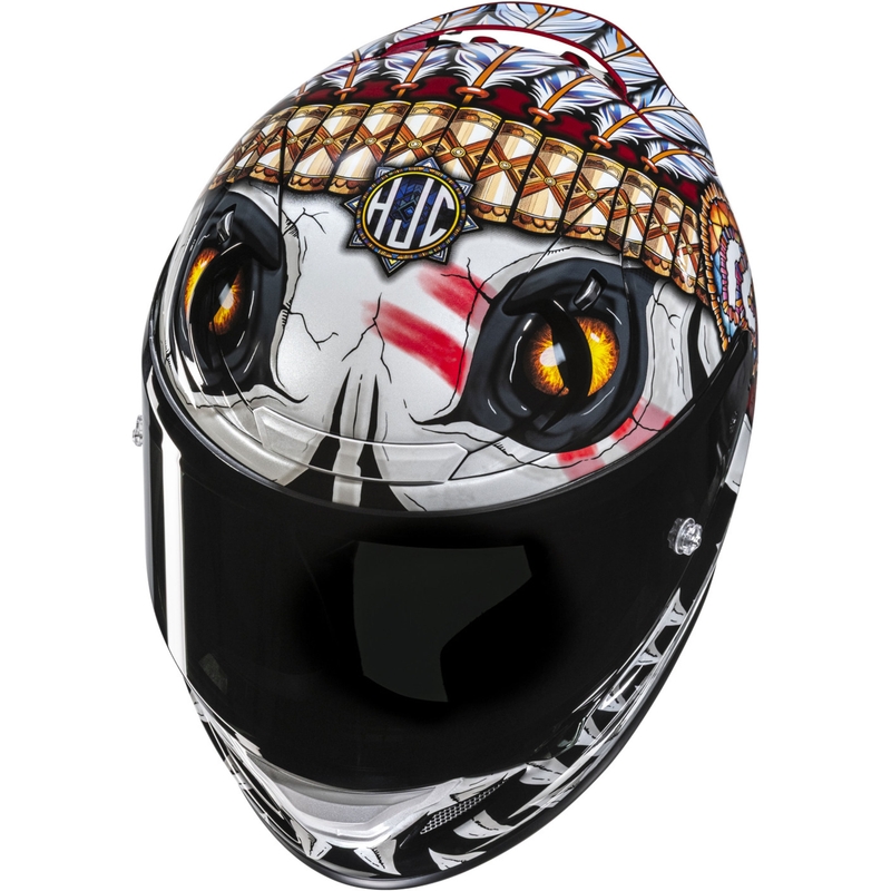 Casco integral de moto HJC RPHA 12 Skully MC1 blanco-rojo