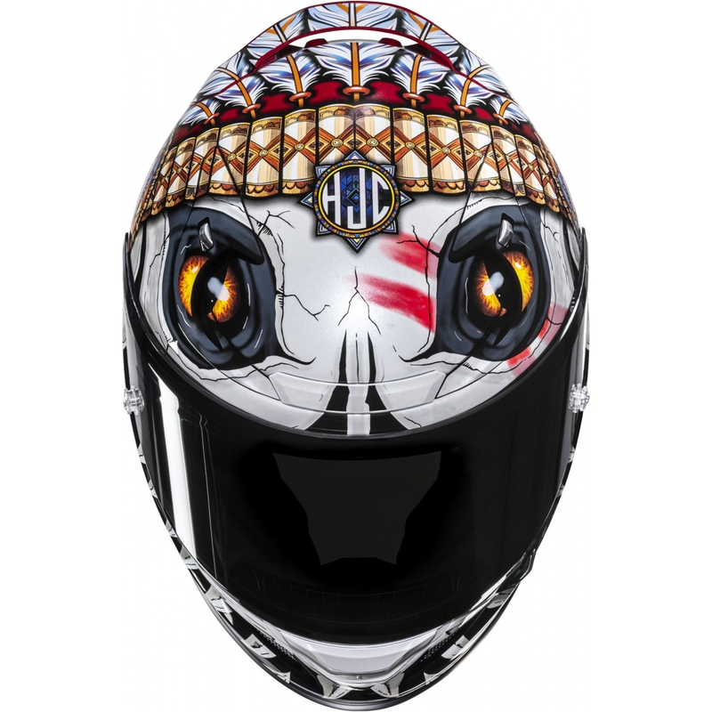 Casco integral de moto HJC RPHA 12 Skully MC1 blanco-rojo