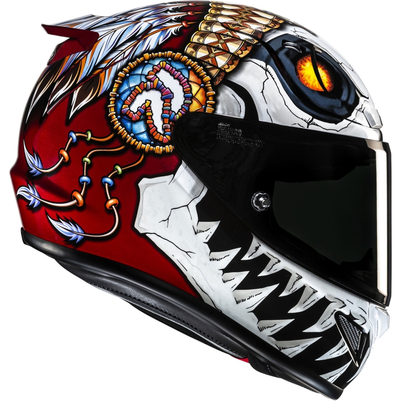 Casco integral de moto HJC RPHA 12 Skully MC1 blanco-rojo