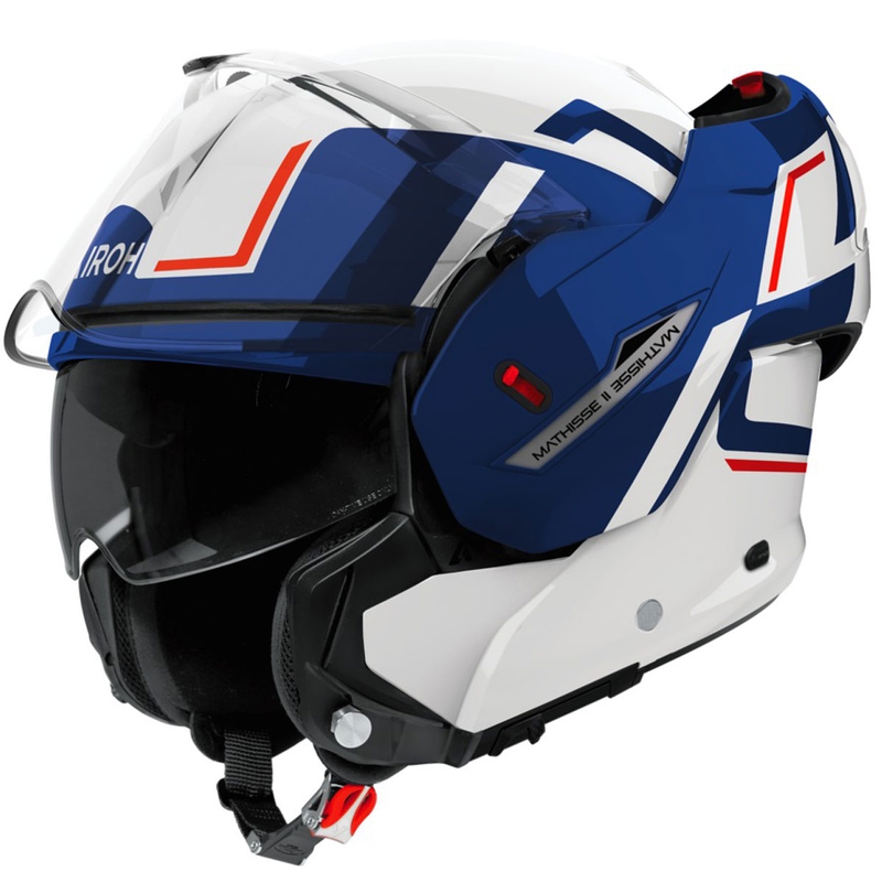 Casco de moto abatible Airoh Mathisse 2 Genius azul-rojo brillante
