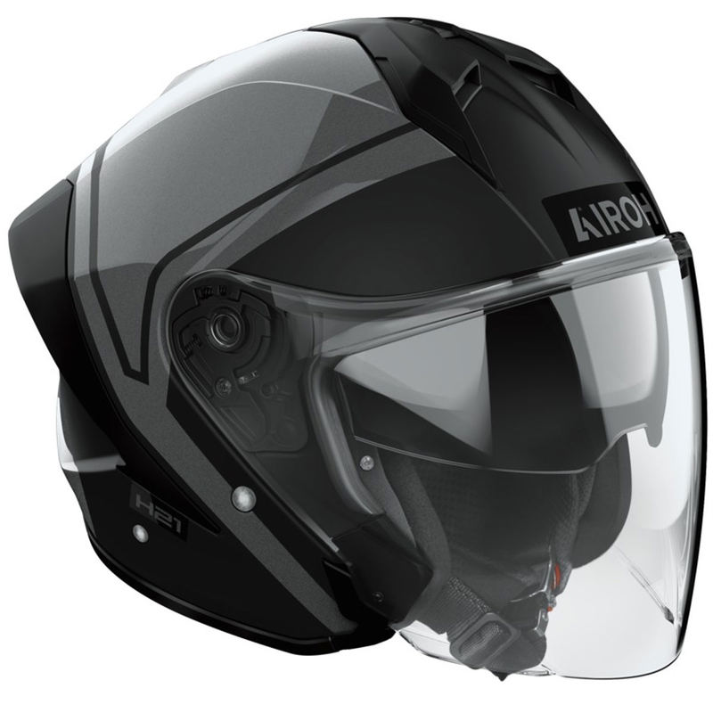 Casco de moto jet Airoh H21 Square negro mate-gris brillante