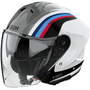 Casco de moto jet Airoh H21 Arrow gris-blanco brillante