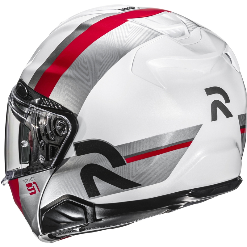 Casco de moto modular HJC RPHA 91 Fensh MC1 blanco-plata-rojo