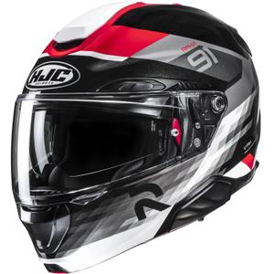 Casco de moto abatible HJC RPHA 91 Madal MC1 negro-gris-rojo